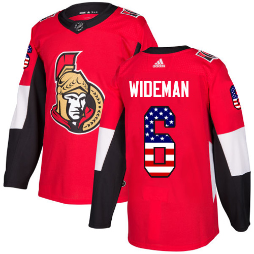 Adidas Senators #6 Chris Wideman Red Home Authentic USA Flag Stitched NHL Jersey